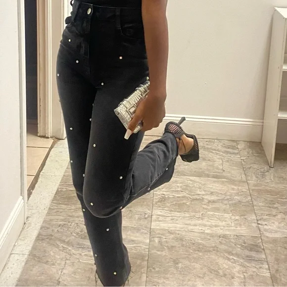 Zara Jeans Zara Rhinestone Studded Jeans Poshmark